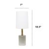 Antique Brass Concrete Table Lamp with Linen Shade, White