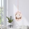 3-Light 18" Adjustable Industrial Globe Hanging Metal and Clear Glass Ceiling Pendant for Kitchen Foyer Hallway Bedroom Living Room Dining Room, Rose