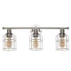 3 Light Industrial Wired Vanity Light, Brushed Nickel