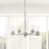 5-Light 20.5" Contemporary Clear Glass and Metal Hanging Ceiling Pendant Chandelier for Kitchen Island Foyer Hallway Living Room Den Dining Room, Brus