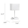 Modern Rectangular Multi-Use 1 Light Desk Lamp with 2 USB Ports and Charging Outlet with White Fabric Shade, White