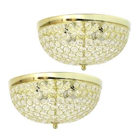 Crystal Glam 2 Light Ceiling Flush Mount 2 Pack, Gold