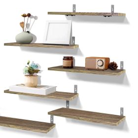 6 Packs Wood Floating Shelf Organizers, Brown