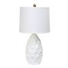 Resin Palm Lamp with Fabric Shade, White