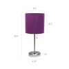 Stick Lamp with USB charging port and Fabric Shade 2 Pack Set, Purple