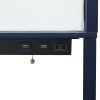 Floor Lamp Etagere Organizer, 2 USB and Linen Shade, Navy