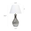 Juliet Ceramic Tabletop Lamp with Metallic Silver Base and White Fabric Shade