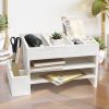 Home Office Tiered Desk Organizer with Storage Cubbies and Letter Tray, White Wash