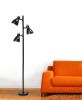 Modern Metal 3-Light Tree Floor Lamp, Black Finish