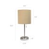 Stick Lamp with USB charging port and Fabric Shade 2 Pack Set, Tan