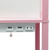 Floor Lamp Etagere Organizer, 2 USB and Linen Shade, Light Pink