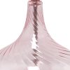 24" Classix Contemporary Wavy Colored Glass Table Lamp with White Linen Shade for Living Room, Bedroom, Entryway, Dining Room, Pink