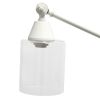 Swing Arm Floor Lamp with Clear Glass Cylindrical Shade, White