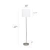 Brushed Nickel Floor Lamp with Drum Shade, White