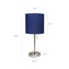 Stick Lamp with USB charging port and Fabric Shade 2 Pack Set, Navy