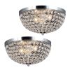 Crystal Glam 2 Light Ceiling Flush Mount 2 Pack, Chrome