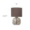 Glass Tabletop Lamp with Fabric Shade, Smoke with Gray Shade