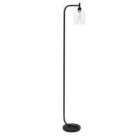 Modern Iron Arched Lantern Floor Lamp with Glass Shade, Black