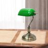 Executive Banker's Desk Lamp with Glass Shade, Green