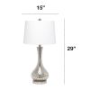 Speckled Mercury Tear Drop Table Lamp with White Fabric Shade