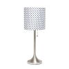 Brushed Nickel Tapered Table Lamp with Polka Dot Fabric Drum Shade