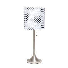 Brushed Nickel Tapered Table Lamp with Polka Dot Fabric Drum Shade