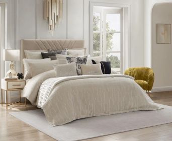 Alina Ivory Striped Queen Duvet Set