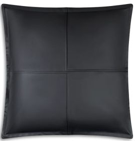 Atlas Black Faux Leather Pillow