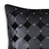 Atlas Black Faux Leather Rivet Pillow