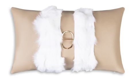 Atlas Ivory Beige Faux Fur Lumbar Pillow