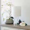 Down to the Wire Tabletop Lamp with Fabric Shade, White with White Shade