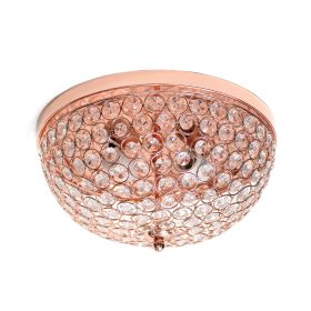 Crystal Glam 2 Light Ceiling Flush Mount, Rose Gold