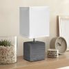 Petite Faux Stone Tabletop Lamp with Fabric Shade, Gray with White Shade