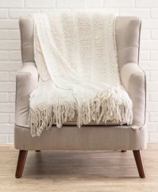 Atlas White Knit Blanket 90"x52"