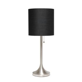 Brushed Nickel Tapered Table Lamp with Black Fabric Drum Shade