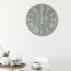 Wood Plank 23" Large Rustic Coastal Wall Clock, Dark Gray Wash