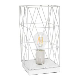 White Geometric Square Metal Table Lamp