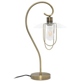 Modern Metal Scroll Table Lamp, Antique Brass