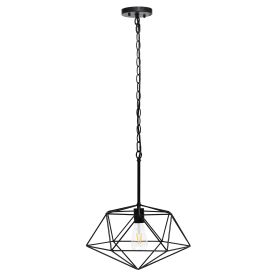 1 Light 16" Modern Metal Wire Paragon Hanging Ceiling Pendant Fixture, Black