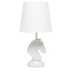 Polyresin Decorative Chess Horse Shaped Desk Lamp with White Tapered Fabric Shade, White