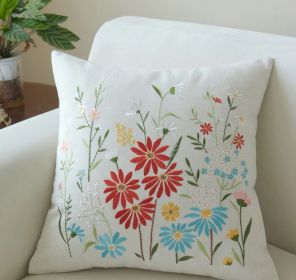 Daisy Multicolor Embroidered Pillow