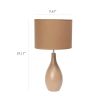 Oval Bowling Pin Base Ceramic Tabletop Lamp, Light Brown