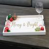 Decorative Wood Serving Tray w/ Handles, 15.50" x 12", "Merry & Bright"