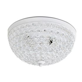 Crystal Glam 2 Light Ceiling Flush Mount, White