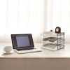 Home Office Wood Desk Organizer Mail Letter Tray with 3 Shelves, White Wash