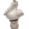 Shoreside Coastal Sitting Pelican Beige Wash Polyresin Desk Lamp with White Fabric Drum Shade