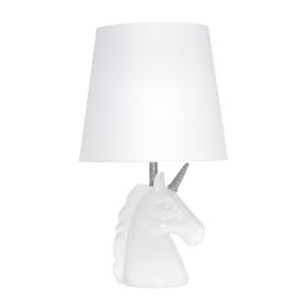 Sparkling Silver and White Unicorn Table Lamp