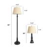 Homely Oxford Classic 3 Piece Metal Lamp Set (2 Table Lamps, 1 Floor Lamp) for Living Room, Bedroom, Home Décor with Tan Tapered Drum Fabric Shades an