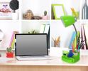 Gooseneck Organizer Desk Lamp with Holder and USB Port, Green