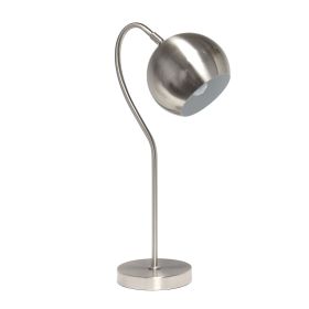 Mid Century Curved Table Lamp with Dome Shade, Brushed Nickel